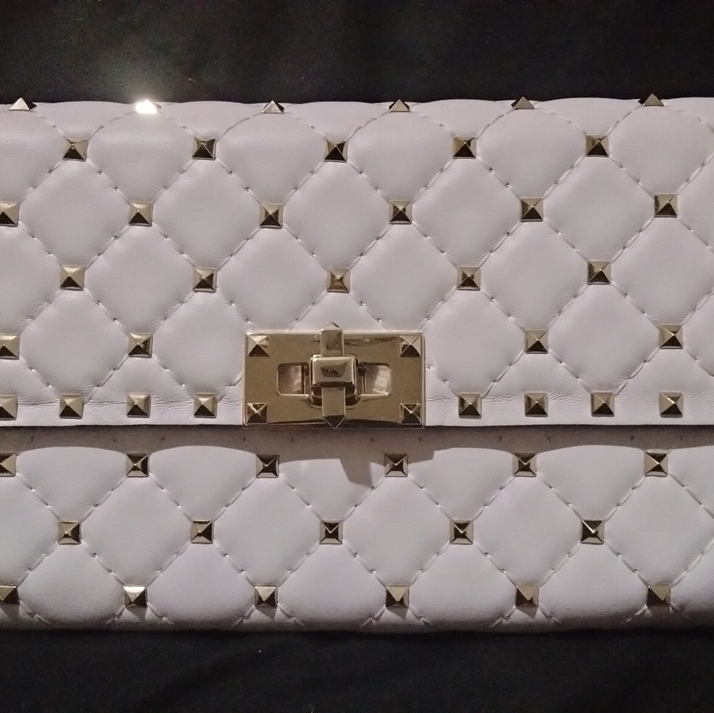 Valentino white gold Rock stud bag